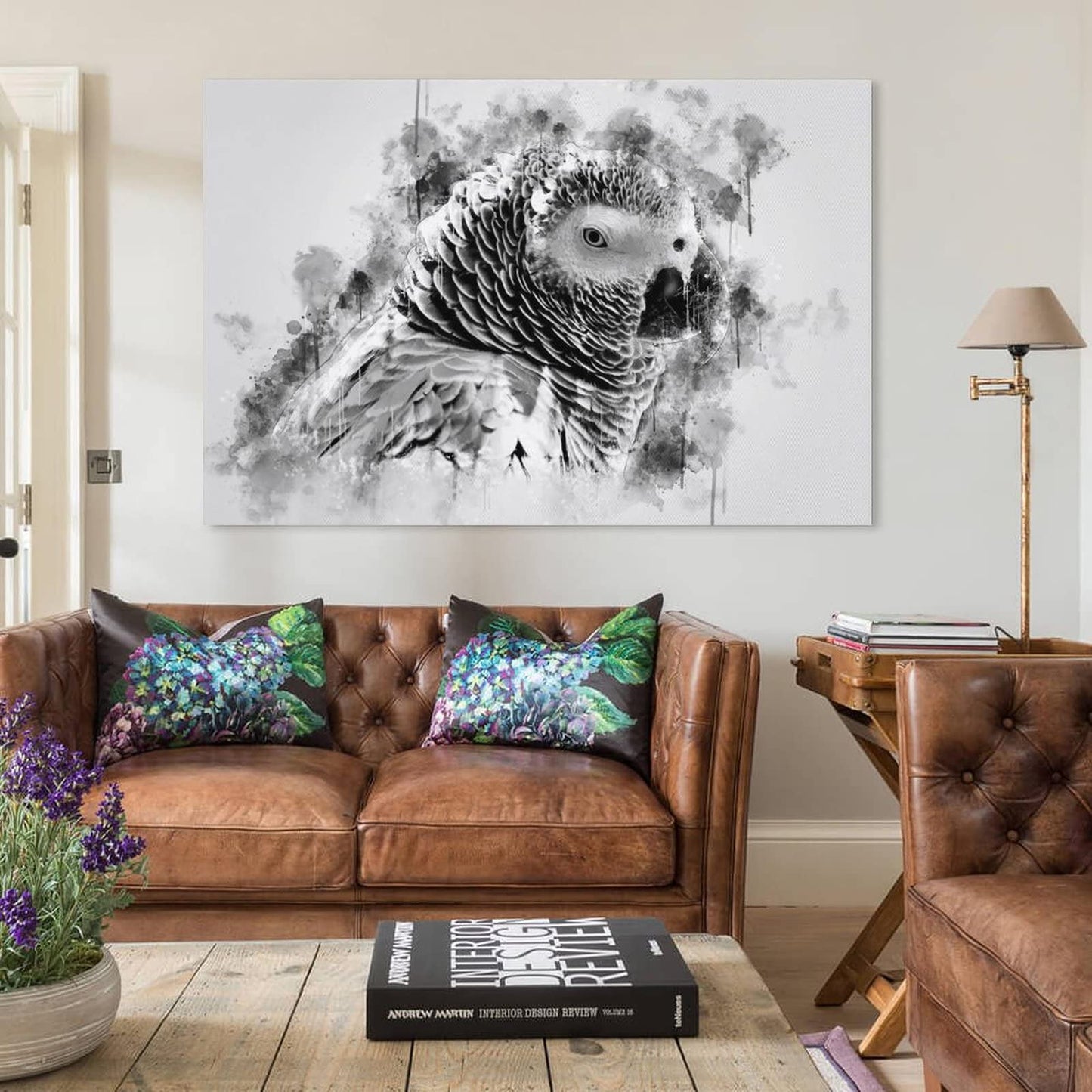 freebrand Black And White African Grey Parrot Animal Nursery Poster Poster Decoration Painting Living Room Mural Canvas Print Wall Art Decoration Picture 12x18inch(30x45cm)