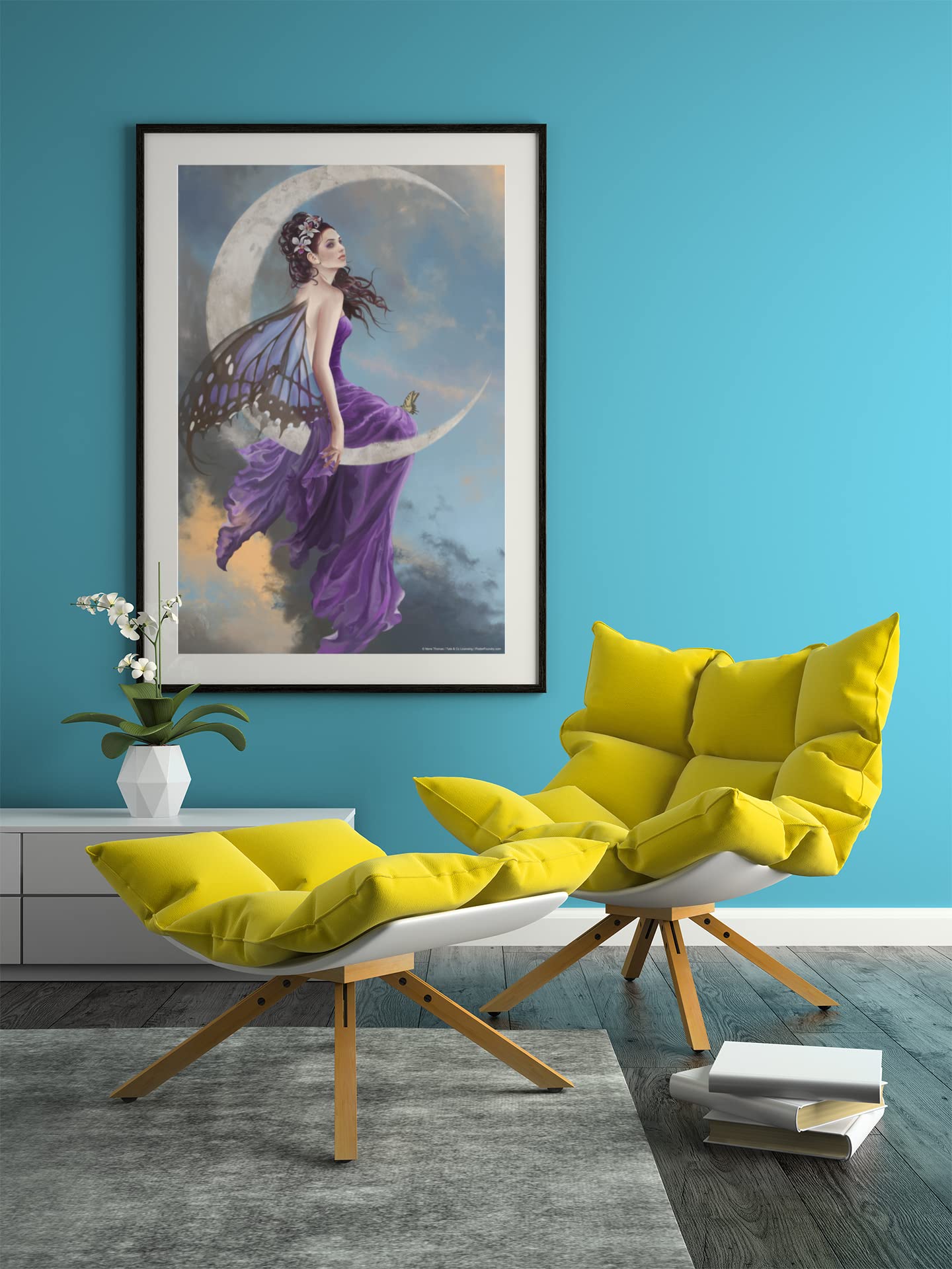Fairy Core Amethyst Room Decor Grunge Wall Fairycore Cottagecore Poster Aesthetic Room Decor for Teen Girl and Nursery Wall Fairies Moon Sitting Home Office Cool Wall Decor Art Print Poster 12x18