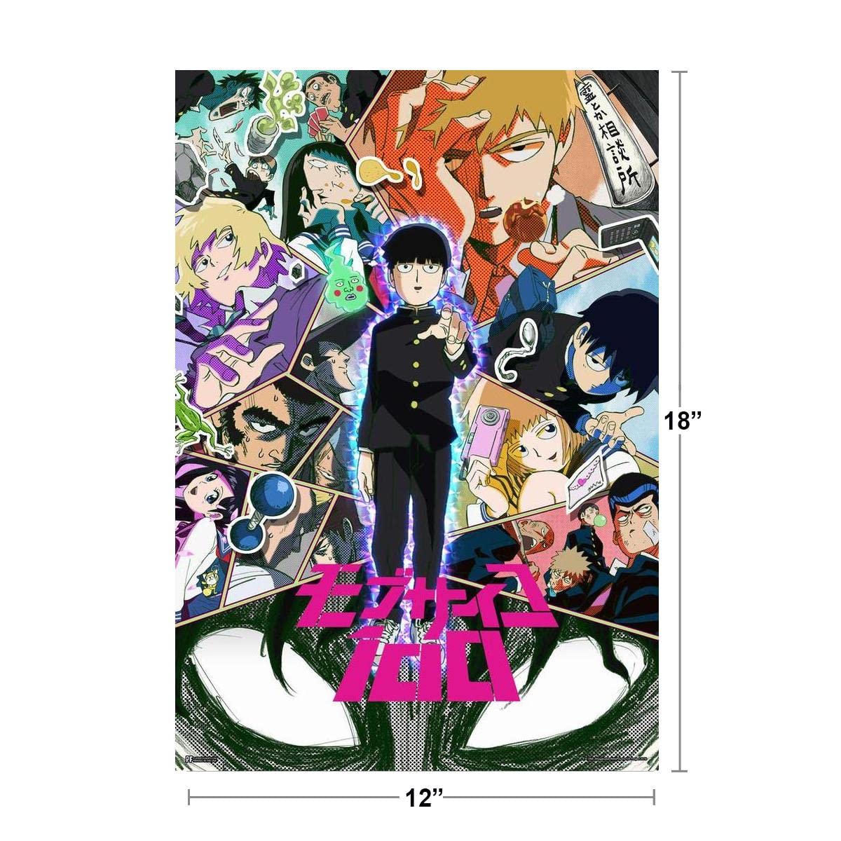 Mob Psycho 100 Poster Anime Series 1 Japanese Logo Crunchyroll Japanese Anime Merchandise Manga Series Anime Streaming Poster Merch Anime Bedroom Decor Cool Wall Decor Art Print Poster 12x18