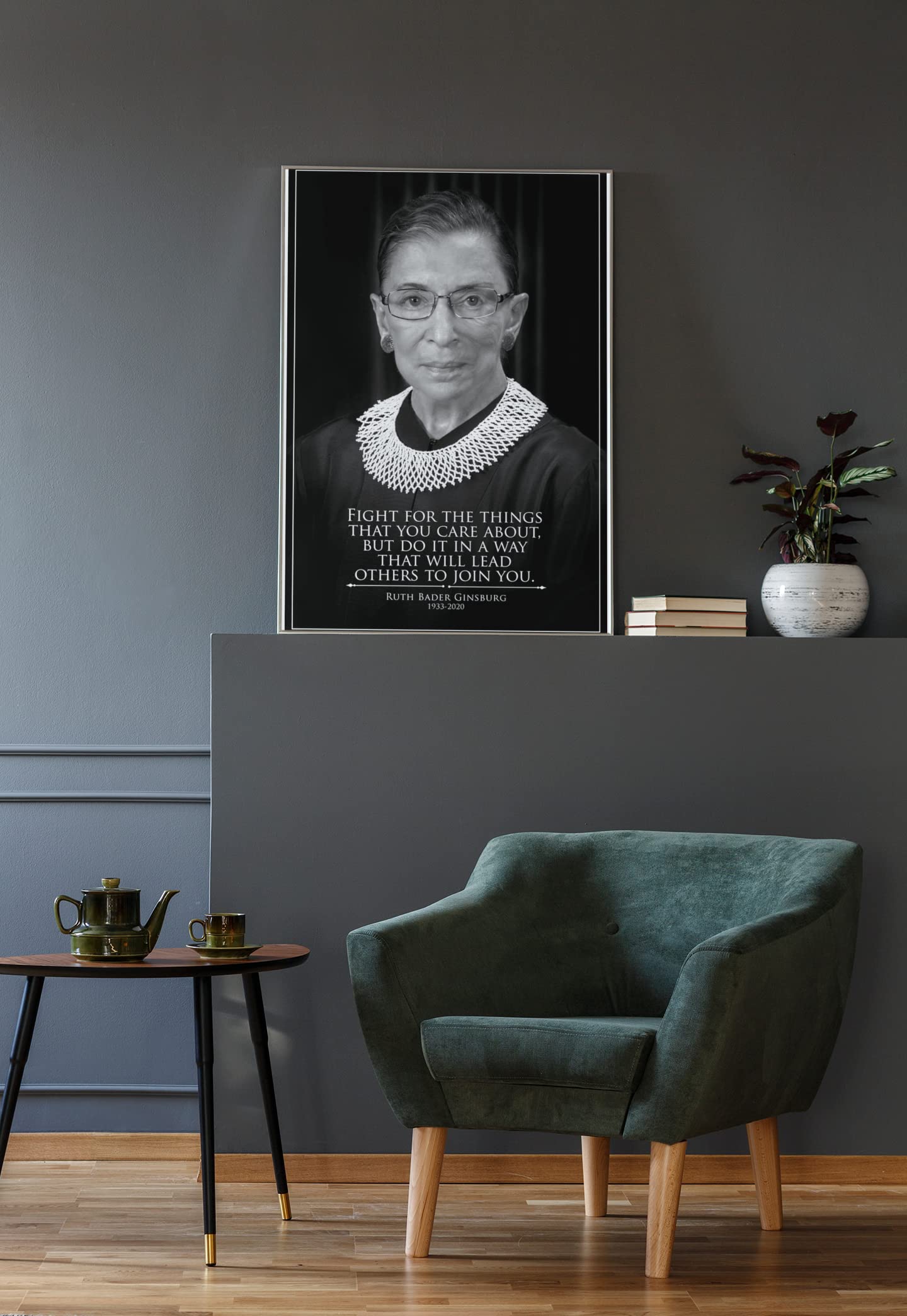 Ruth Bader Ginsburg Inspirational Quote Wall Art Poster Fight for The Things You Care Wall Decor RBG Portrait US History Classroom Home Room and Office Art Cool Wall Decor Art Print Poster 12x18