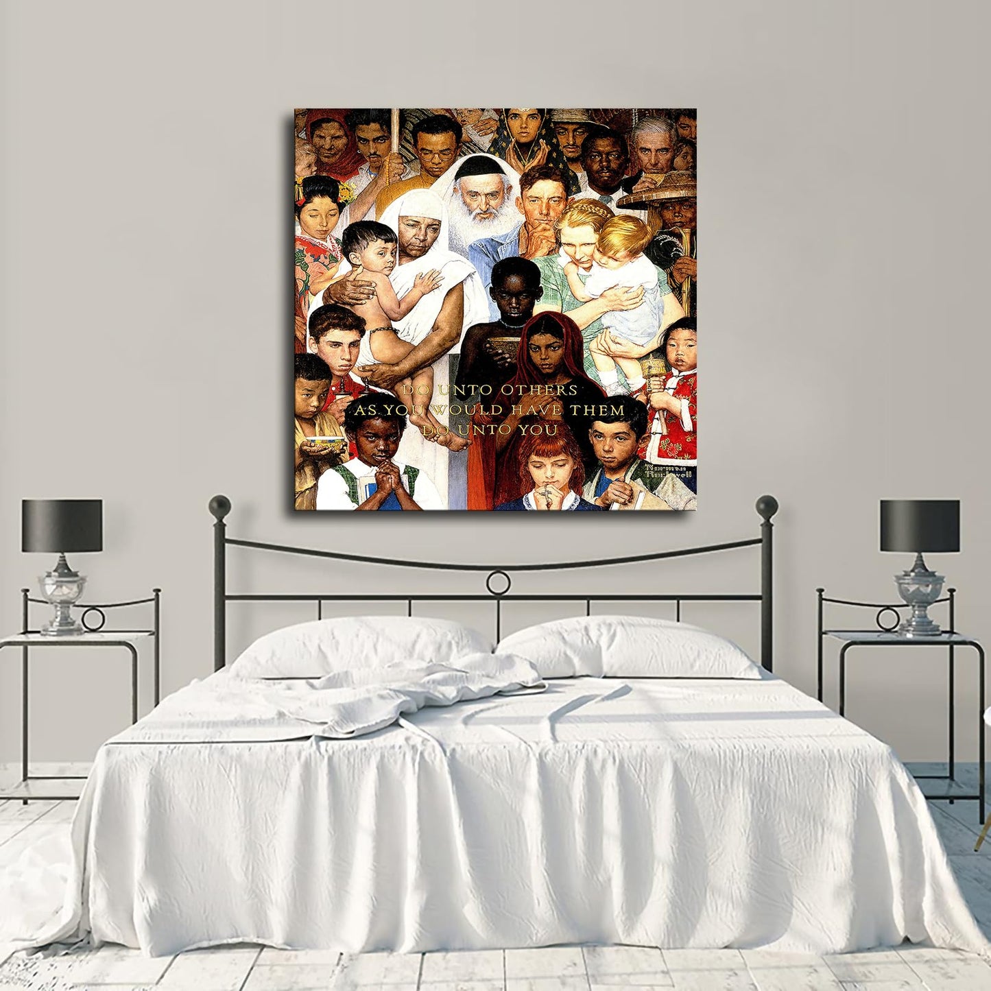 EsaSam Norman Rockwell Print Poster Do Unto Others Poster People of All Races & Faiths, Pictured Together Canvas Painting Wall Art Poster for Bedroom Living Room Decor (No Framed,08×08inch)