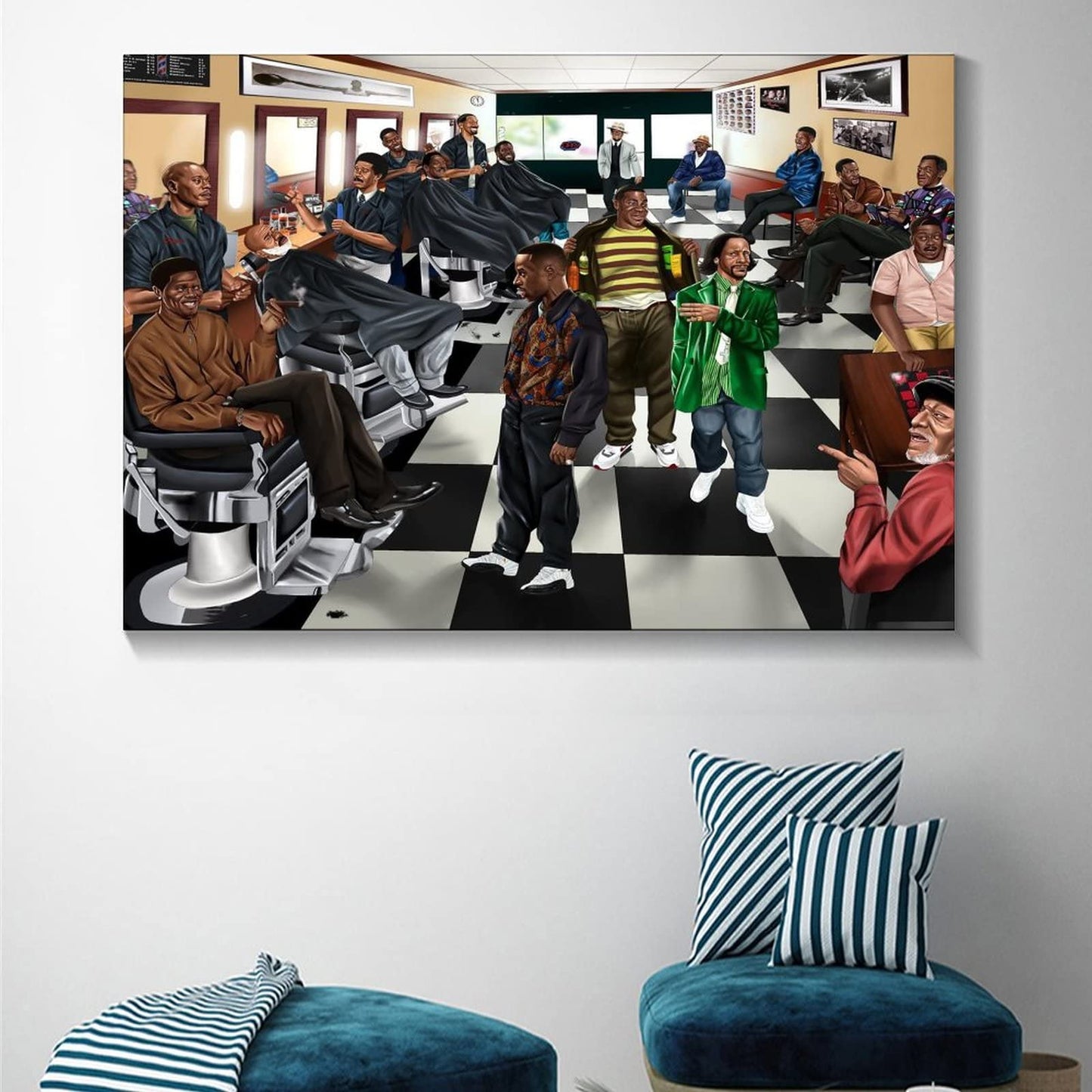 HHGaoArt Comedian In Barbershop Poster Painting Print on Canvas Bedroom Wall Art Decoration Pictures for Living Room Home Decor (No Frame,8x12inch)