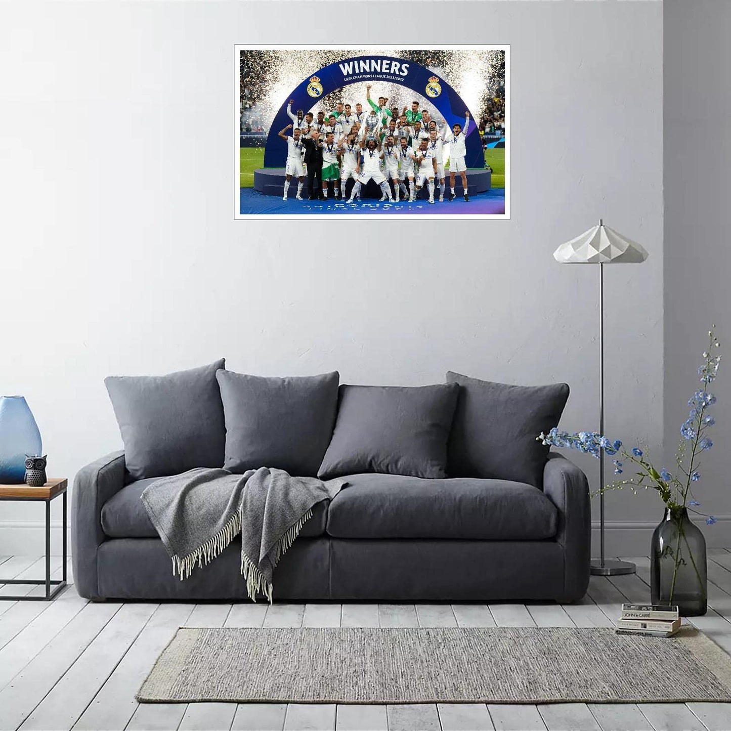 Real Madrid CF Champions League Winners 2022 Poster Canvas Prints Poster Wall Art For Home Office Decorations Unframed 13"x8"