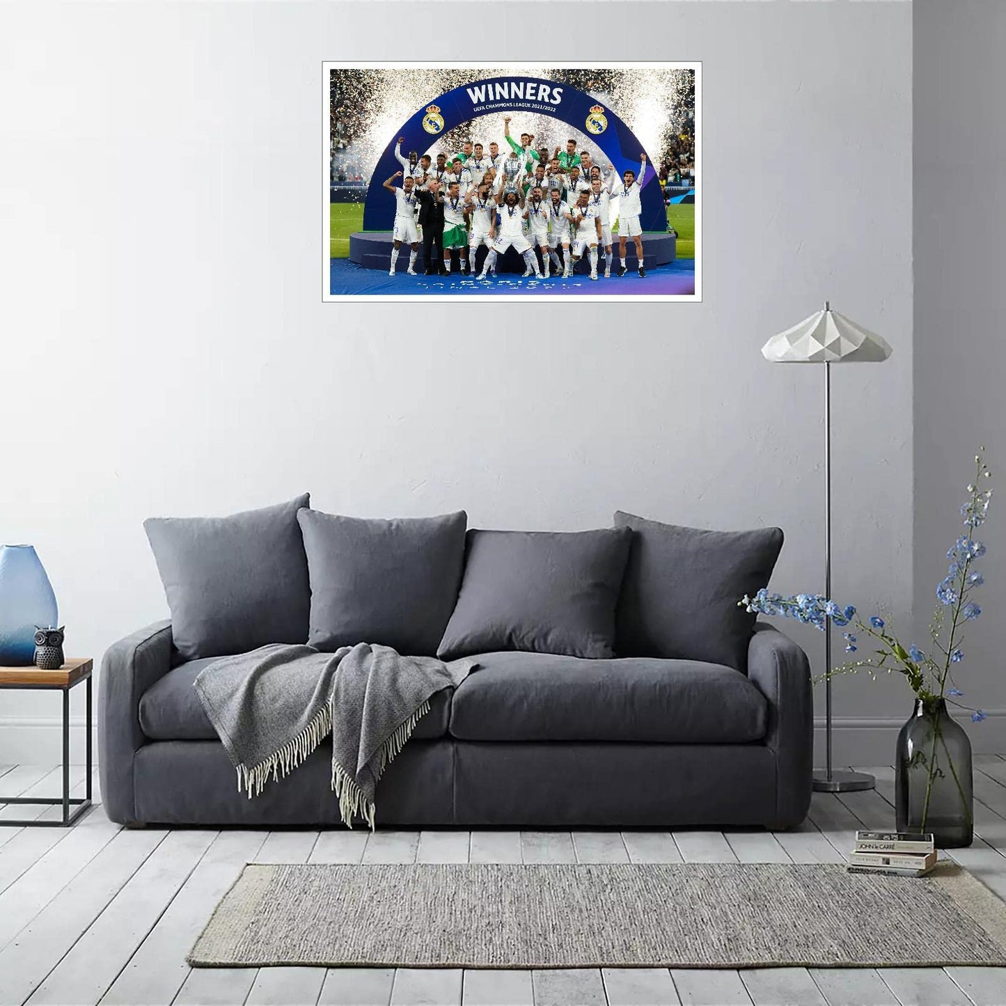 Real Madrid CF Champions League Winners 2022 Poster Canvas Prints Poster Wall Art For Home Office Decorations Unframed 13"x8"