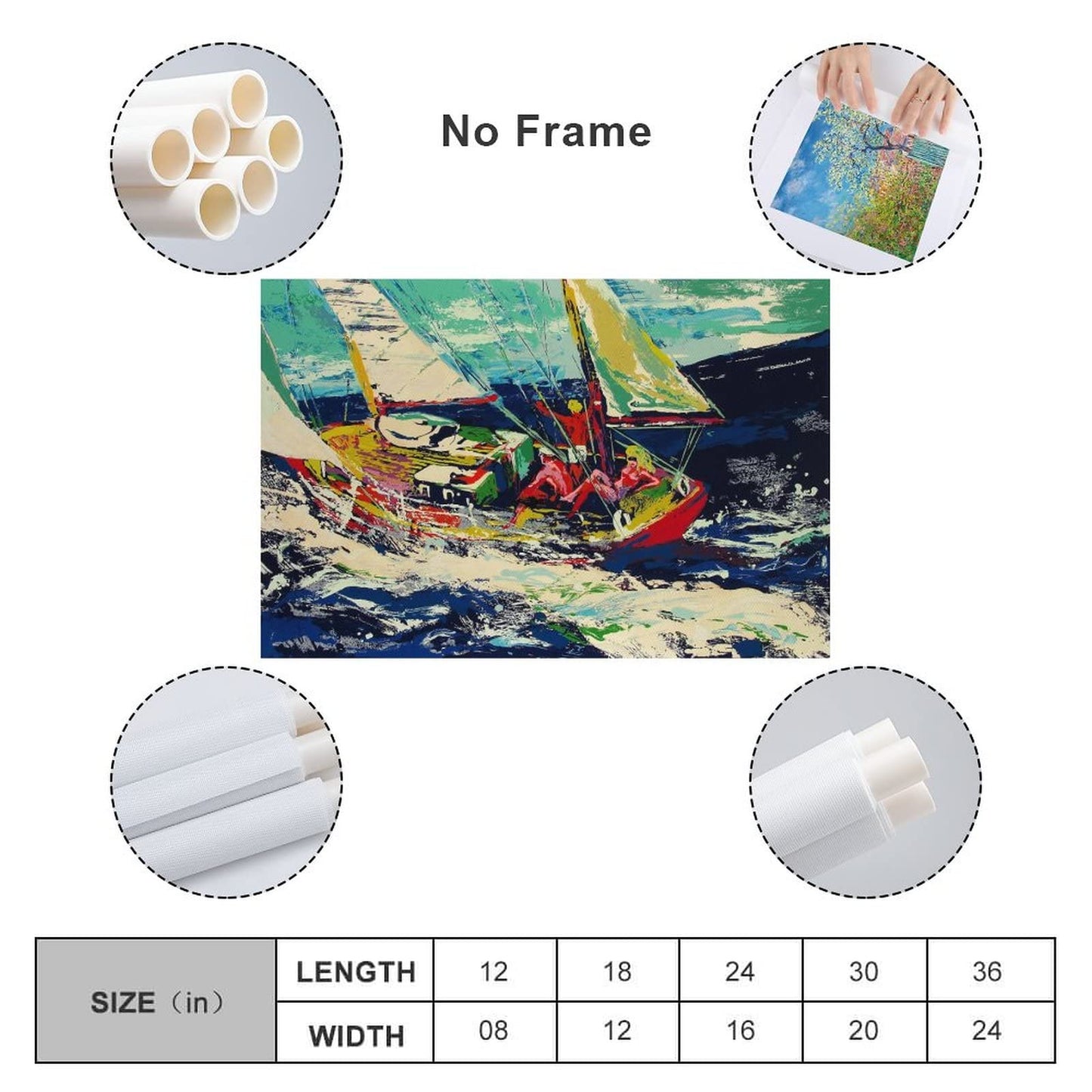 LeRoy Neiman, North Seas Sailingposters for Girls Room Wall Art for Bathroom Bedroom Decor Colorful Oil Painting Print on Canvas Picture Poster Wall Art Decoration Stretched And Framed Painting 16x24i