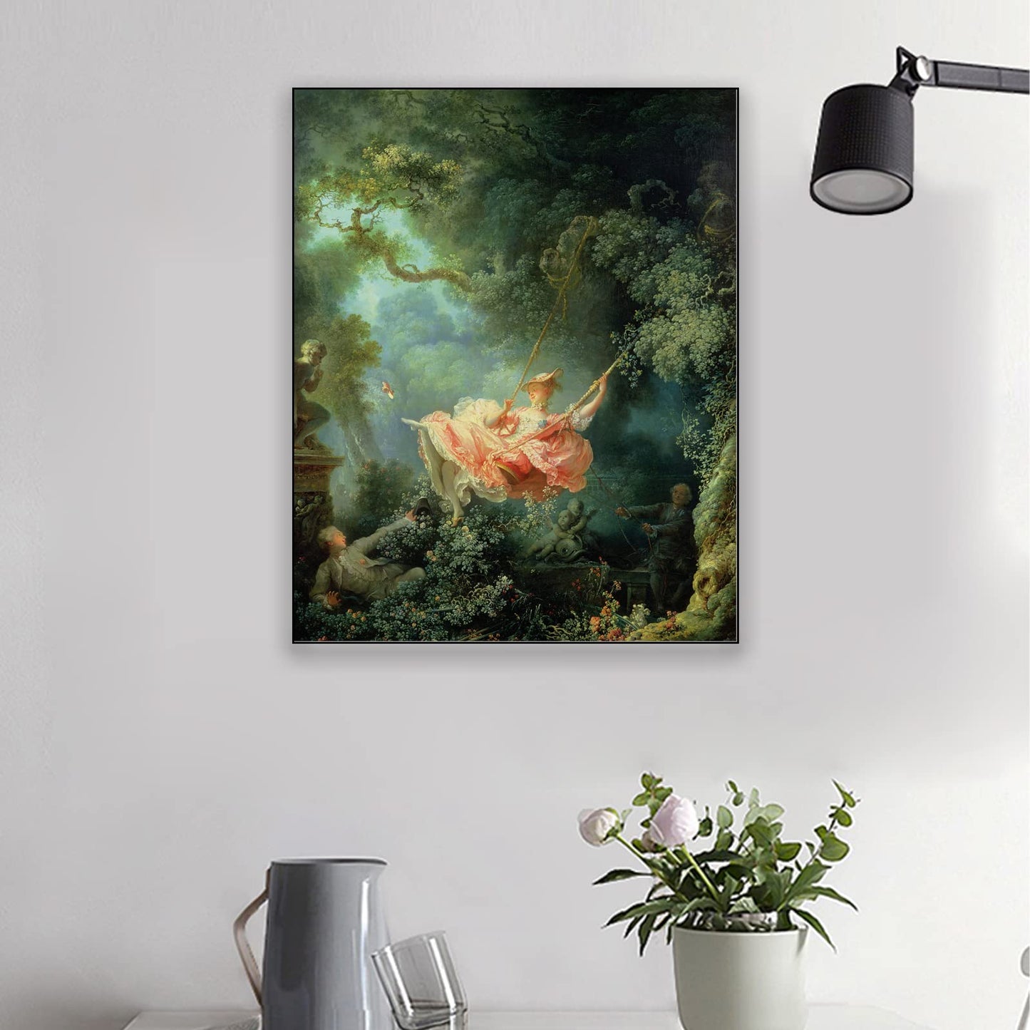 ZZPT Jean Honore Fragonard the Swing Print - Fine Art Poster - Oil Painting Canvas Wall Art Landscape for Living Room Bedroom Home Decor Unframed (8x10in/20x25cm)