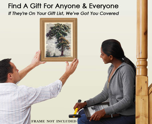 Vintage Tree Dictionary Wall Art Print: 8x10 Unframed Wall Poster for Home, Office, Dorm, Bedroom, Studio & Man Cave Room Decor - Chic Home Decor & Creative Housewarming Gift Idea