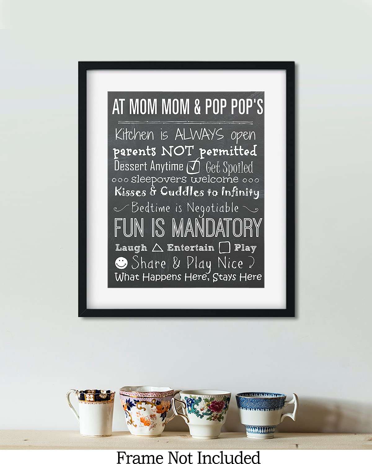 Grandparents House Rules Sign Wall Art Poster, Canvas or Print - Grandparents Day Gift Ideas - Gifts for Grandparents - Best Gifts for Grandparents Wall Decor - 8x10 unframed print