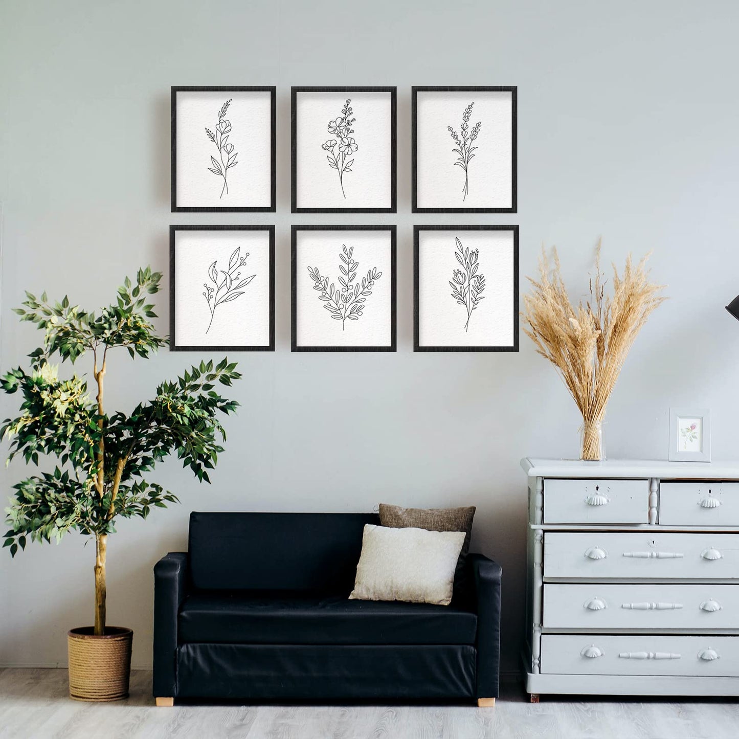 INFUNLY Set of 6 Abstract Flowers Wall Art Print Unframed Nordic Style Wall Plant Painting 8X10 Canvas Minimalist Leaves Wall Poster Prints for Bedroom Living Room Home Christmas Decor