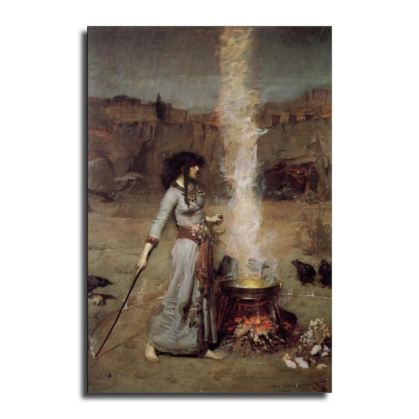 ZBIN Magic Circle 1886 by John William Waterhouse Wall Art Canvas Print Posters Home Decor Painting Pictures Living Room Bedroom Decorative Poster 08x12inch Unframed