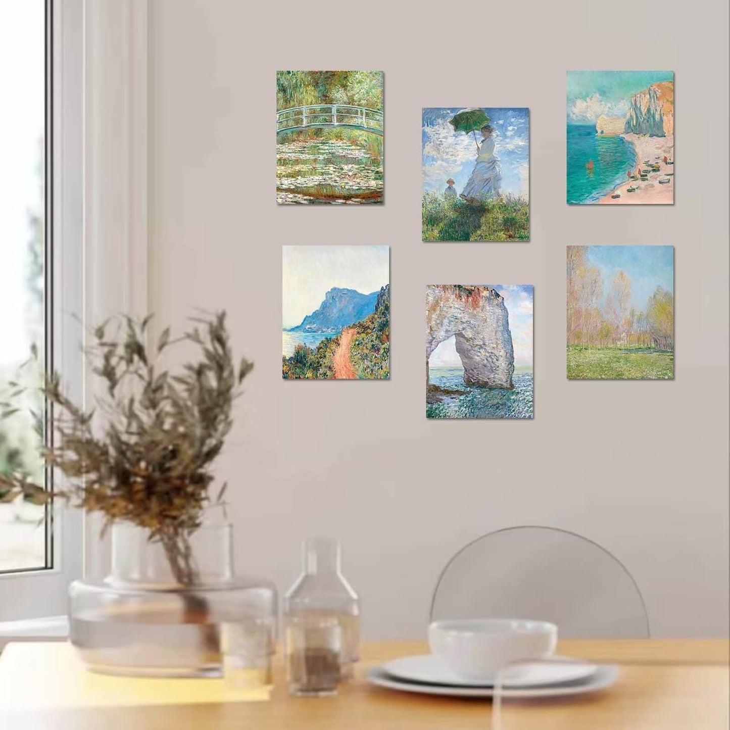 Claude Monet Wall Art Prints,6pcs Water Lilies Claude Monet Posters Fine Artwork Paintings, Vintage Famous Art Posters,Aesthetic Posters for Room Decor,Retro Canvas Claude Monet Prints Pictures for