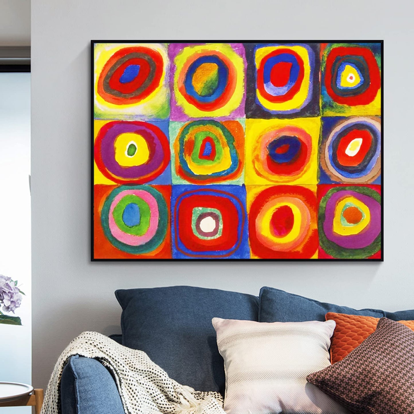 Wassily Kandinsky Wall Art - Squares with Concentric Circles Poster - Fine Art Prints - Abstract Canvas Wall Art Colorful Painting for Living Room Bedroom Home Decor Unframed (12x16in/30x40cm)