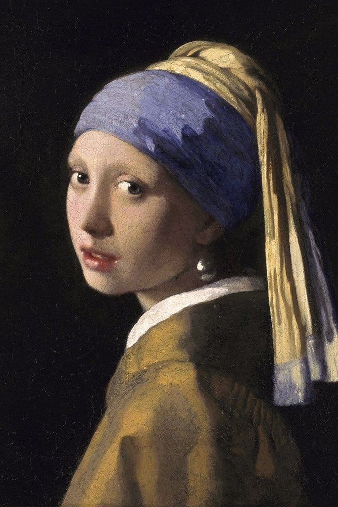 Johannes Vermeer Girl with a Pearl Earring Girl Oil Painting Vermeer Pearl Art Print Fine Art Wall Decor Woman Portrait Pearl Earring Scarf Painting Cool Wall Decor Art Print Poster 12x18