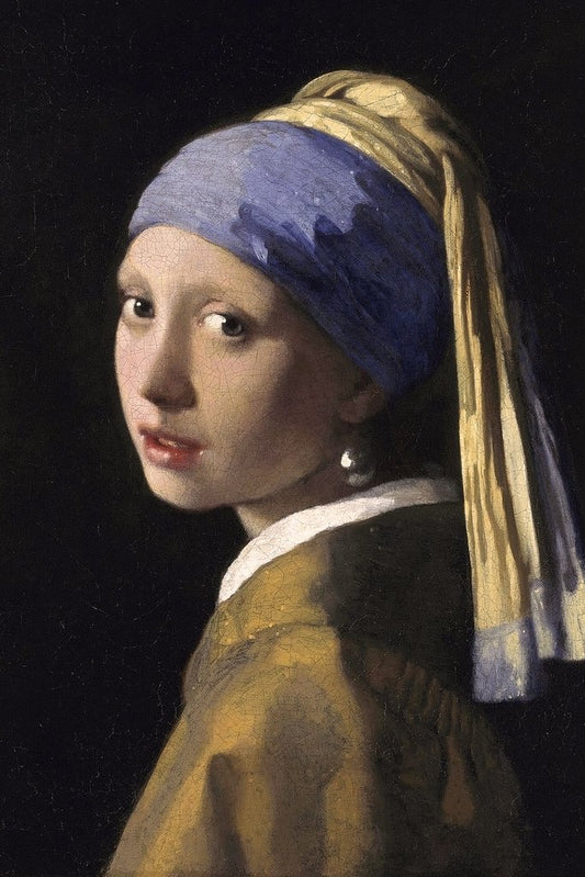 Johannes Vermeer Girl with a Pearl Earring Girl Oil Painting Vermeer Pearl Art Print Fine Art Wall Decor Woman Portrait Pearl Earring Scarf Painting Cool Wall Decor Art Print Poster 12x18