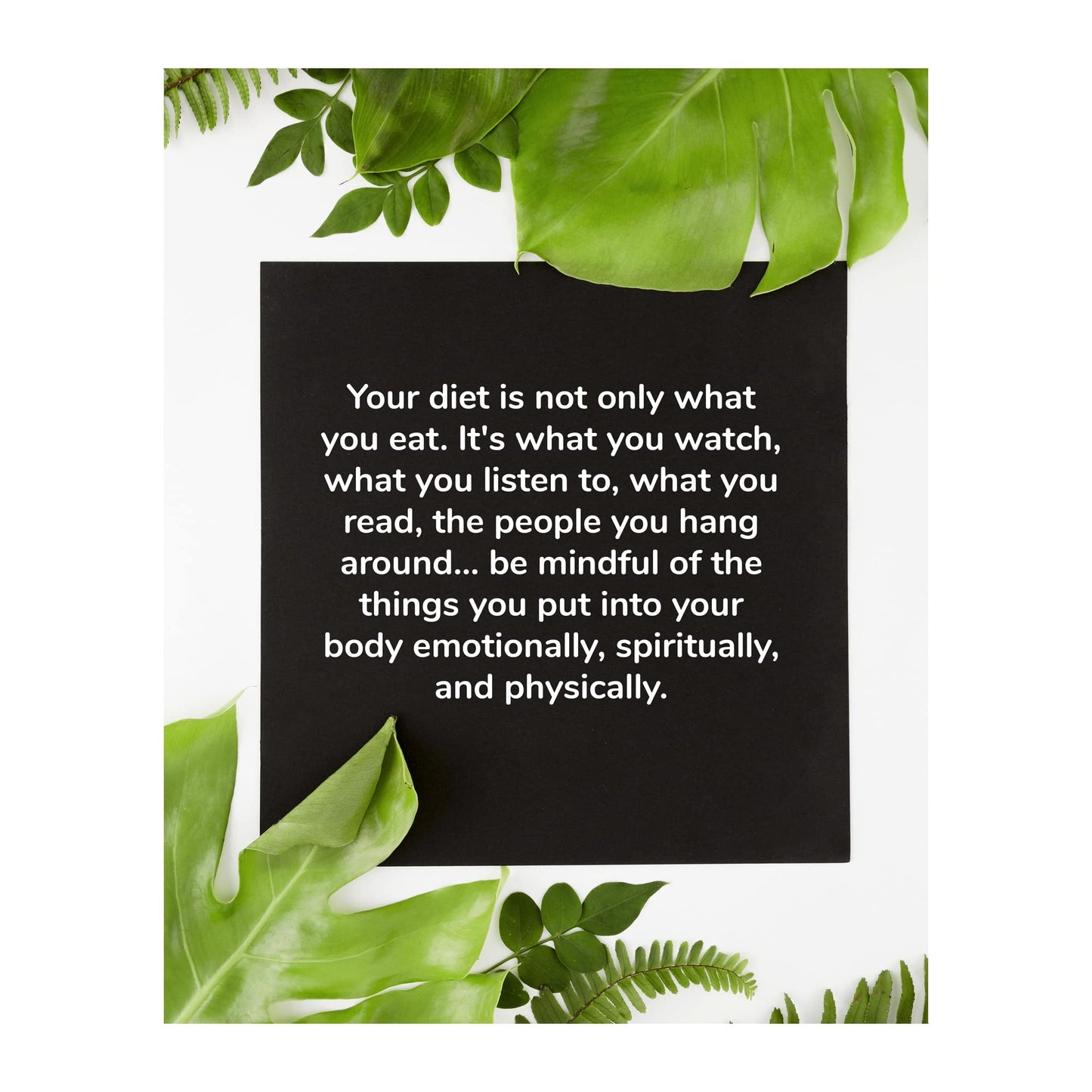 Be Mindful of the Things You Put Into Your Body Home Decor - Motivational Quotes Wall Art - Typographic Diet-Exercise-Fitness Poster Print for Living Room, Office, Church Decor. Unframed - 8 x 10