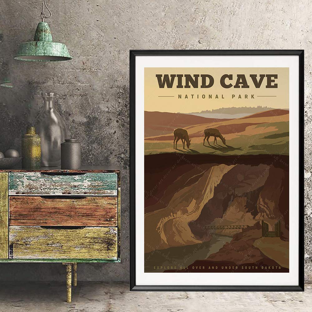 xtvin Wind Cave National Park America Vintage Travel Poster Art Print Painting Home Decoration Gift