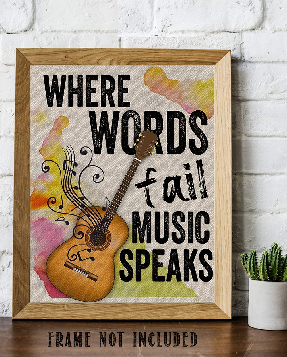 Where Words Fail Music Speaks Poster, Music Posters Room, Modern Home Decor, Guitar Canvas Wall Art, Perfect Gift for Musicians, Inspirational Quotes Wall Art,11x14 Inch Unframe Posters