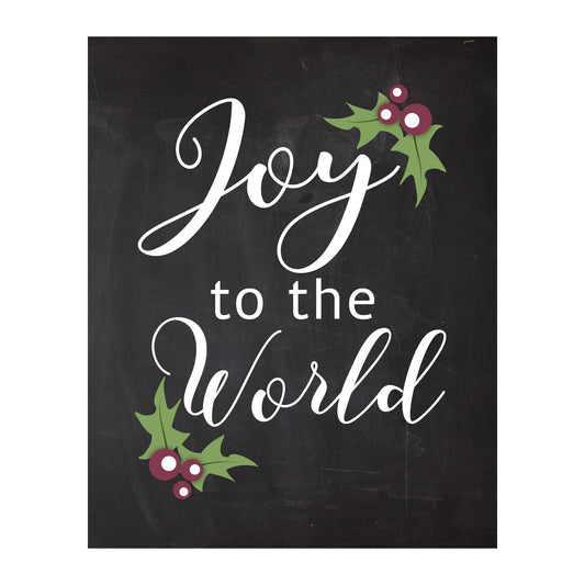 Joy To The World - Christmas Music Wall Art Decor Print, This Ready to Frame Typographic Holiday Music Wall Art Decor Poster is Good For Home, Welcome & Farmhouse Room Decor, Unframed - 8x10"