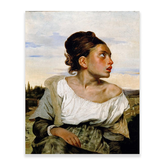 KWAY Eugene Delacroix Wall Art - Orphan Girl at The Cemetery poster - Classic Art Reproductions Canvas Prints Wall Art for Living Room Bedroom Office Unframed