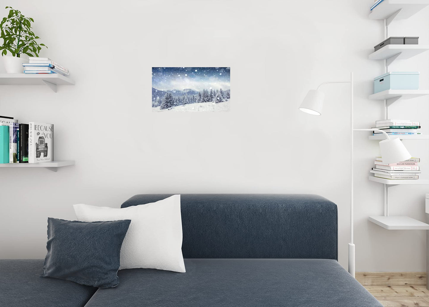 Snowy Winter Night Mountain Forest Starry Sky Pine Trees Photo Cool Wall Decor Art Print Poster 18x12