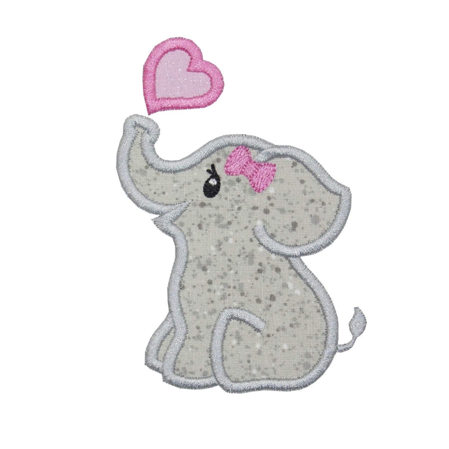 Elephant with Heart Embroidered Patch your choice of sew on or iron on patch