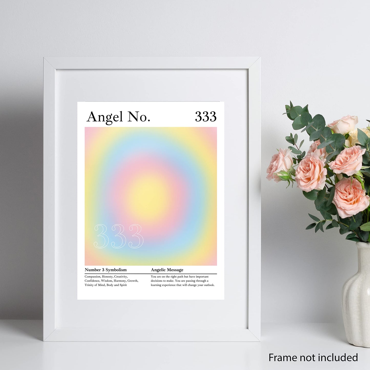 Roxbury Row Aura Poster Aesthetic, Angel Number Poster, Aesthetic Posters, Gradient Painting, Astrology, Spiritual Posters, Posters & Prints (8x10 Unframed Aura Posters, Angel Number 333: Support)