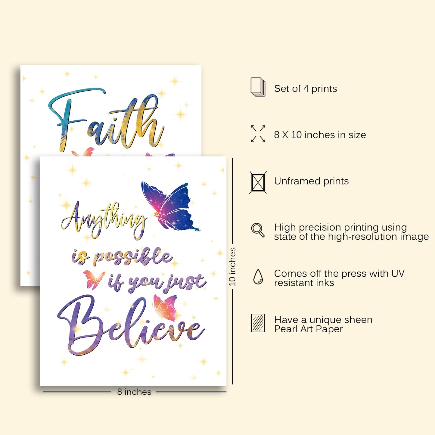 Positive Affirmations Butterfly Wall Decor Poster, Inspirational Quote Wall Decor Art Print, Motivational Saying Colorful Butterfly Art Print, Office Classroom Bedroom Decor For Teen Girls Women