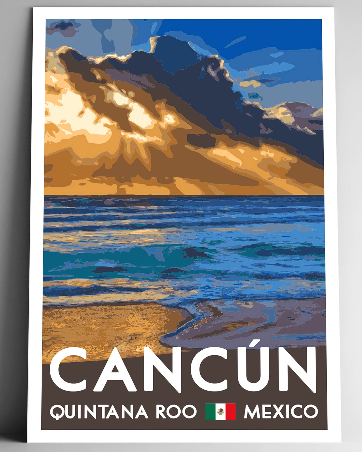 GO SEE DESIGN Cancún Vintage-Style Travel Poster/Postcard - 8x10-12x18-18x24-24x36 / 4x6 WPA Style Art Print Cancun Quintana Roo Mexico (4x6 Inch Postcard)