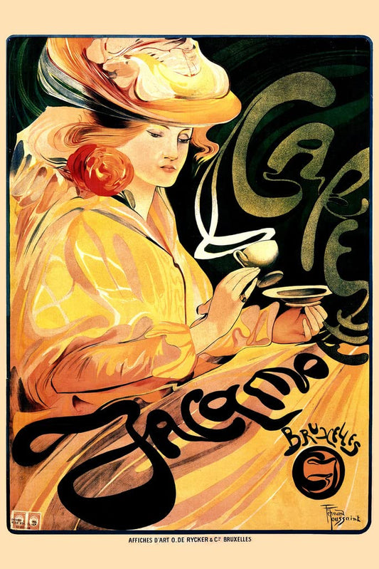Cafe Jacamot Coffee Vintage Illustration Alphonse Mucha Travel Art Deco Vintage French Wall Art Nouveau 1920 French Advertising Cool Wall Decor Art Print Poster 12x18