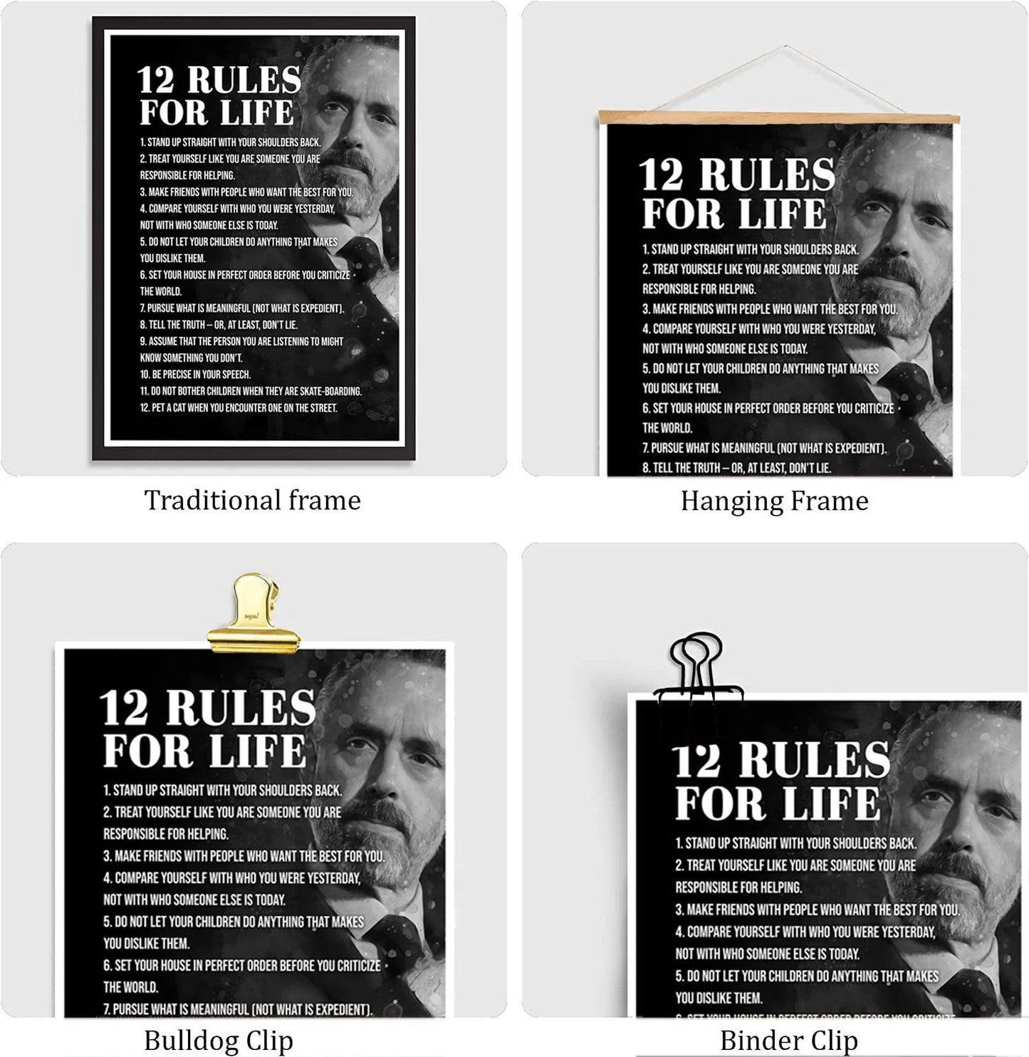 Jordan Peterson-The 12 Rules for Life Inspirational Printed Canvas Wall Art - Poster-Motivational Artwork Modern Home Decor for Home,Office,Gym,Classroom Wall Decor (UnFramed,08×12inch)