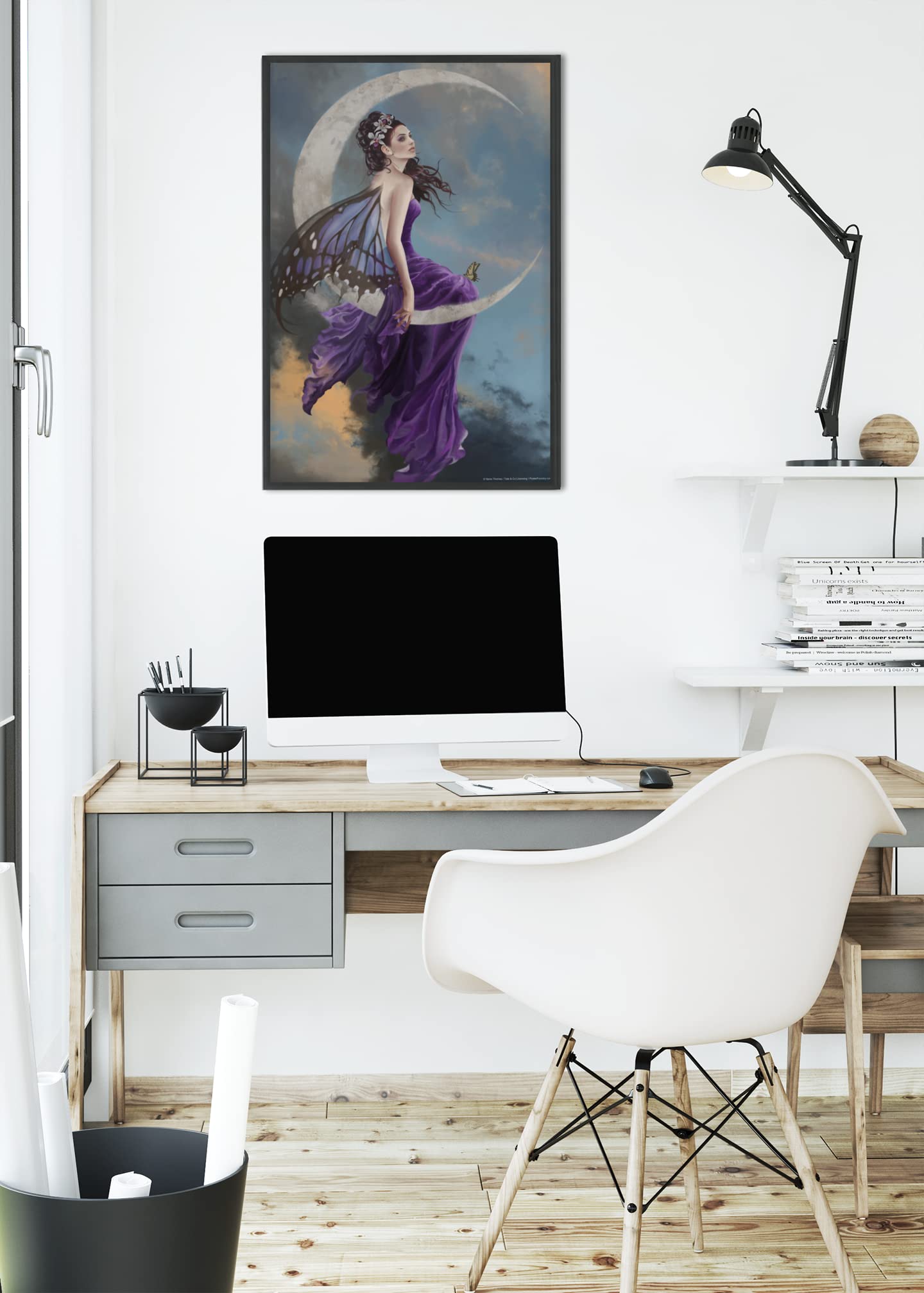 Fairy Core Amethyst Room Decor Grunge Wall Fairycore Cottagecore Poster Aesthetic Room Decor for Teen Girl and Nursery Wall Fairies Moon Sitting Home Office Cool Wall Decor Art Print Poster 12x18