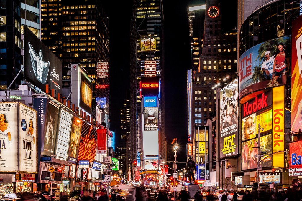 Times Square New York City NYC at Night Photo Photograph Cool Wall Decor Art Print Poster 18x12