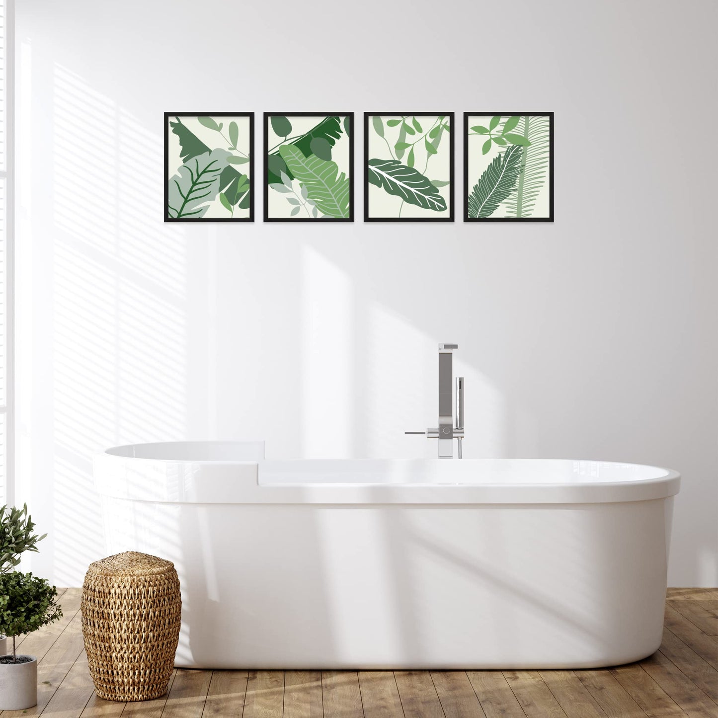 Insire Boho Wall Art Plant Wall Art - Plant Pictures Wall Art - Set of 4 Plant Art Botanical Wall Art Botanical Prints, Green Wall Art Boho Plants Boho Art Plant Poster Green Abstract (8x10) Unframed