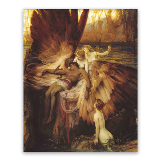 ZZPT Herbert James Draper Poster - The Lament for Icarus Art Print - Classical Paintings on Canvas Vintage Wall Decor for Bedroom Living Room Unframed (8X10in/20x25cm)