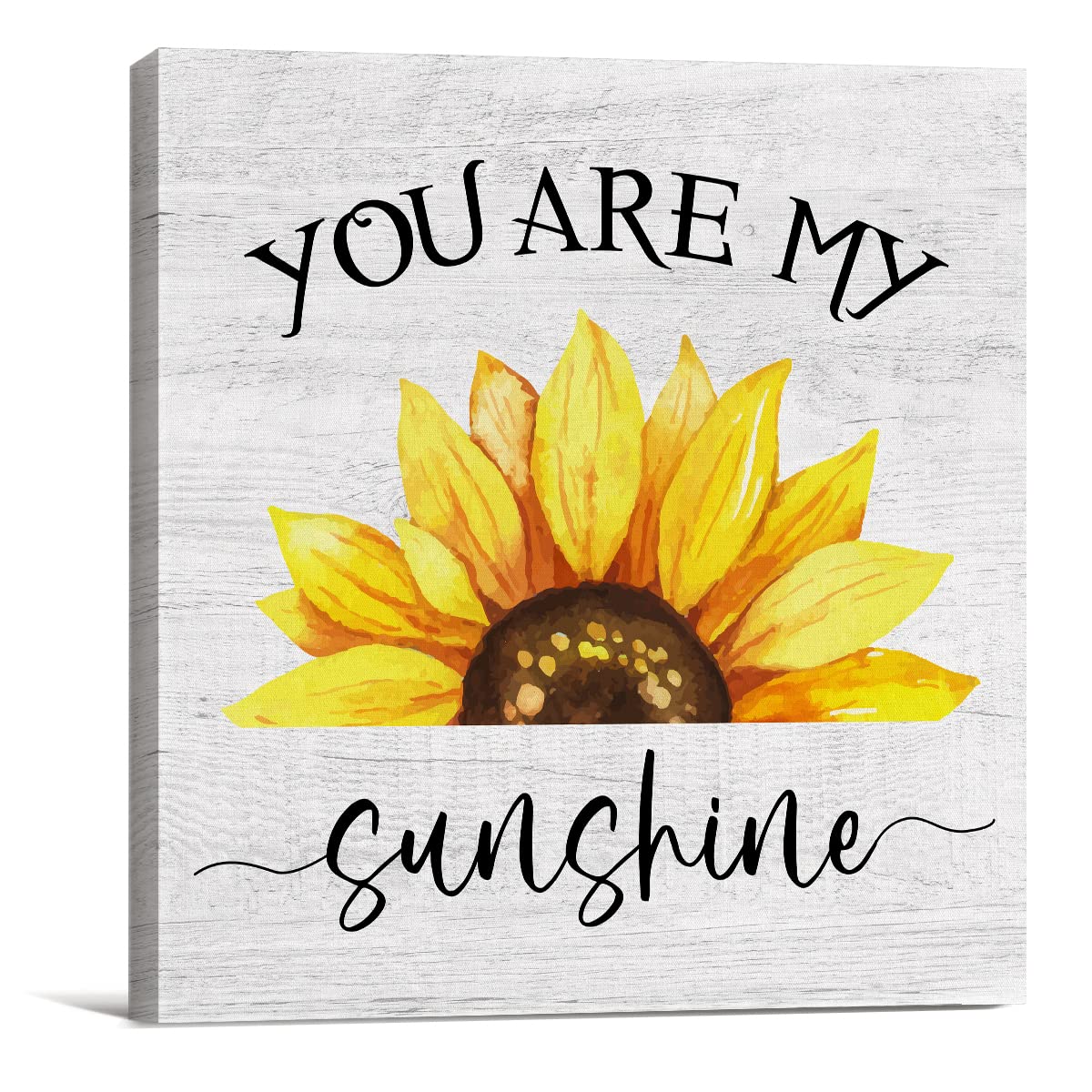 Country Sunflower Canvas Prints Wall Art Decor Desk Sign You are My Sunshine Sunflower Quote Poster Painting Framed Artwork 8 x 8 Inch Home Office Shelf Wall Decoration