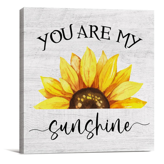 Country Sunflower Canvas Prints Wall Art Decor Desk Sign You are My Sunshine Sunflower Quote Poster Painting Framed Artwork 8 x 8 Inch Home Office Shelf Wall Decoration