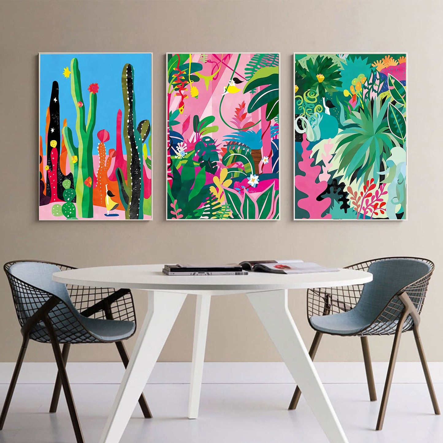 3 Pieces Green Fresh Leaf Monstera Plant Wall Art Canvas Painting Nordic Posters And Prints Wall Pictures for Living Room Bedroom Decor 16x24 Inch No Frame (Botanical Garden Wall Art, 12x16in x 3)