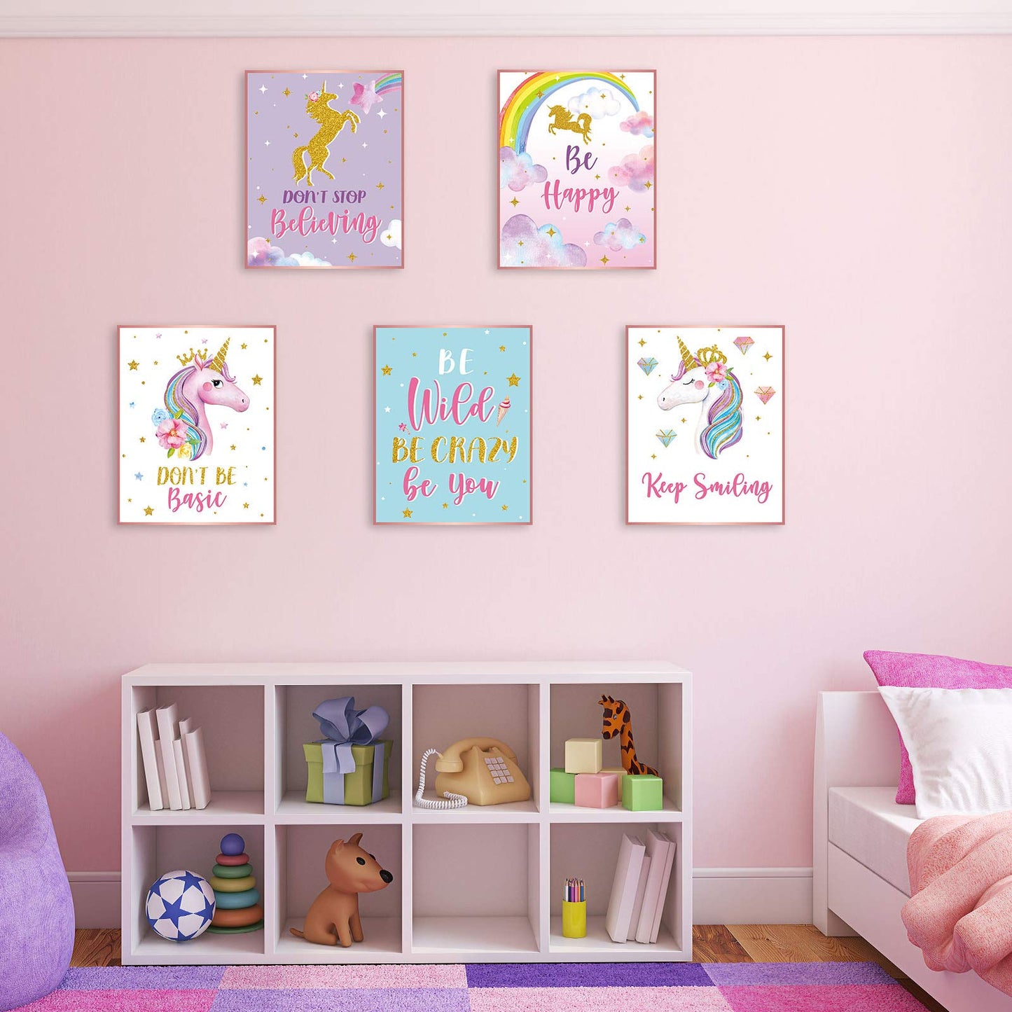 Zonon 9 Pieces Unicorn Bedroom Decor for Girl, Unicorn Wall Art Prints Unicorn Posters for Teen Girls Room Unframed Unicorn Wall Decor for Girls Kids Teen Room Decoration
