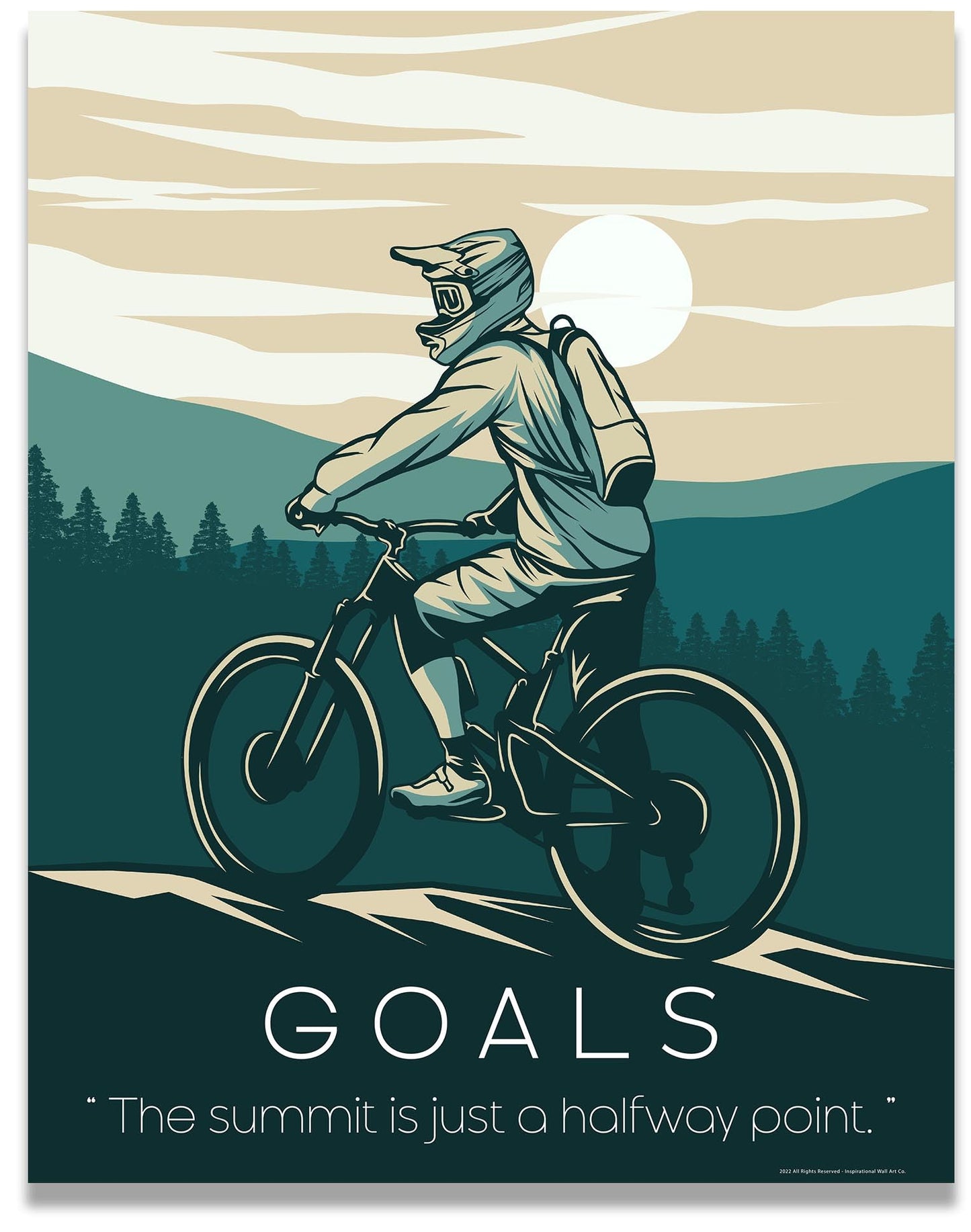 Inspirational Wall Art Co. - Goals - Mountain Biking Bicycle Offroad Ramp Poster Motivation Quotes Posters Print for Home Office Decor - 11X14 inches