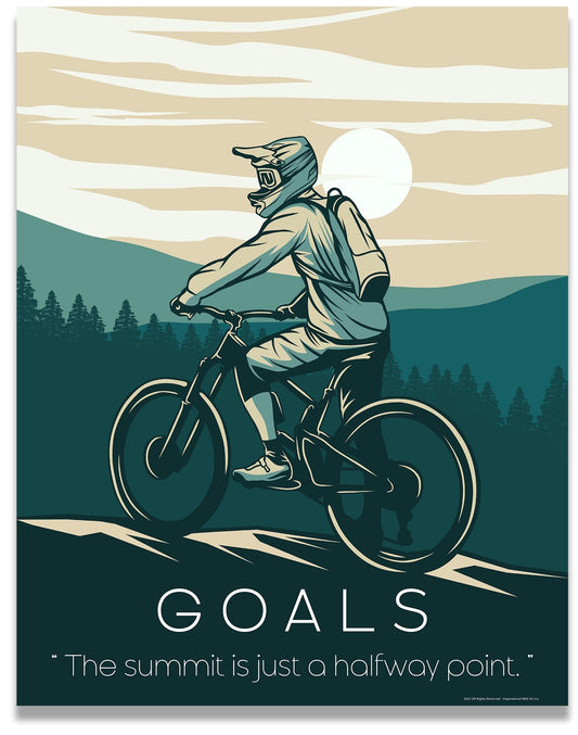 Inspirational Wall Art Co. - Goals - Mountain Biking Bicycle Offroad Ramp Poster Motivation Quotes Posters Print for Home Office Decor - 11X14 inches
