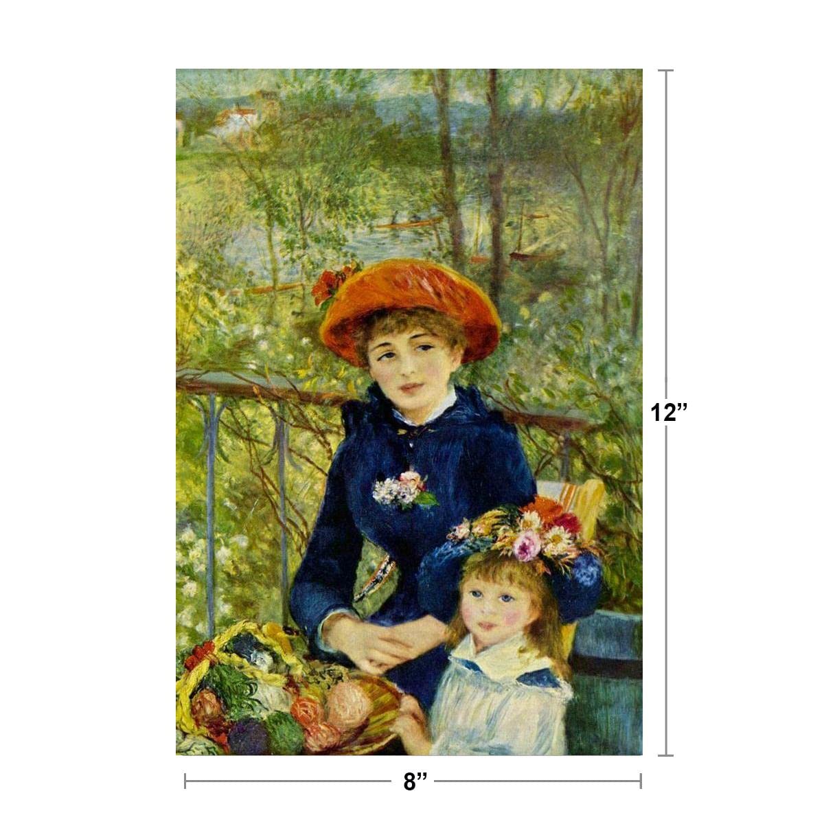 Pierre Auguste Renoir Two Sisters On the Terrace Fine Art Realism Romantic Artwork Renoir Wall Art French Impressionist Art Posters Portrait Wall Decor Thick Paper Sign Print Picture 8x12