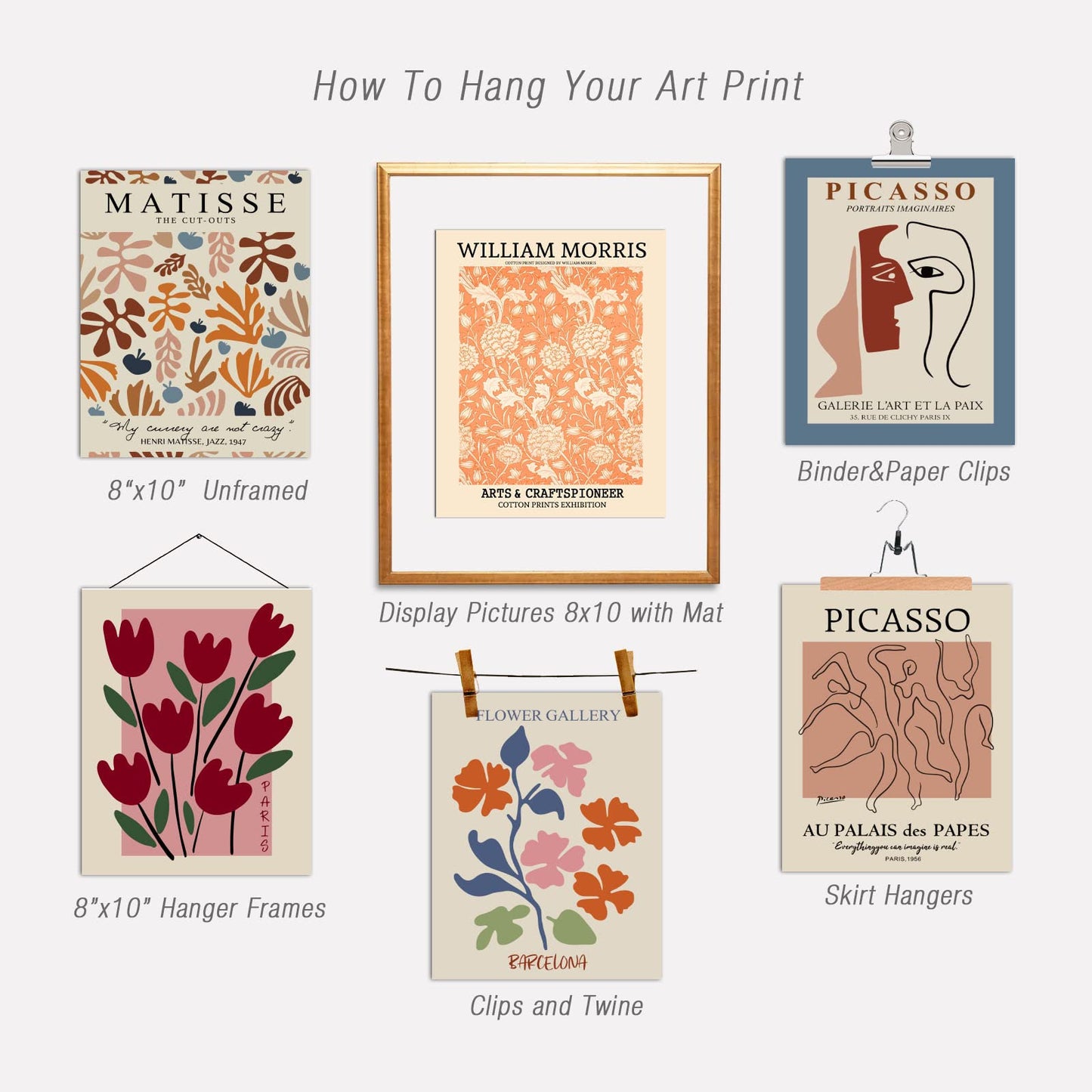 InSimSea Vintage Abstract Wall Art Decor for Living Room, Flower Posters for College Dorm Room Decor Aesthetic, Matisse Picasso Famouse Painting Posters (8"X10" Unframed)