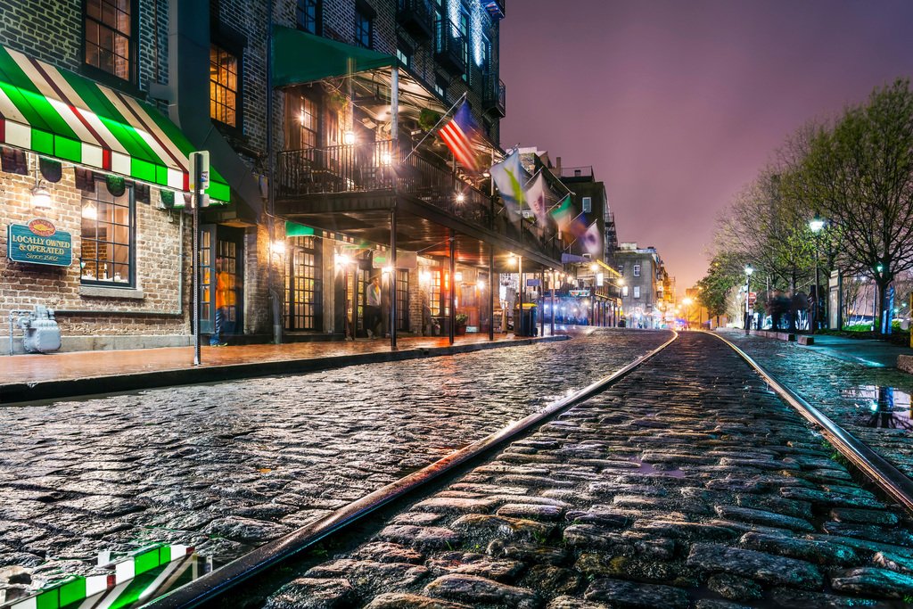 Cobblestones of River Street Savannah Georgia Photo Photograph Cool Wall Decor Art Print Poster 18x12