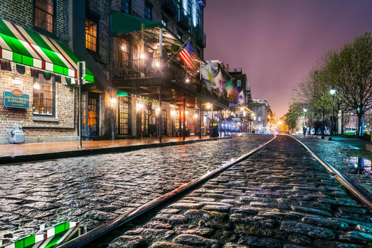 Cobblestones of River Street Savannah Georgia Photo Photograph Cool Wall Decor Art Print Poster 18x12