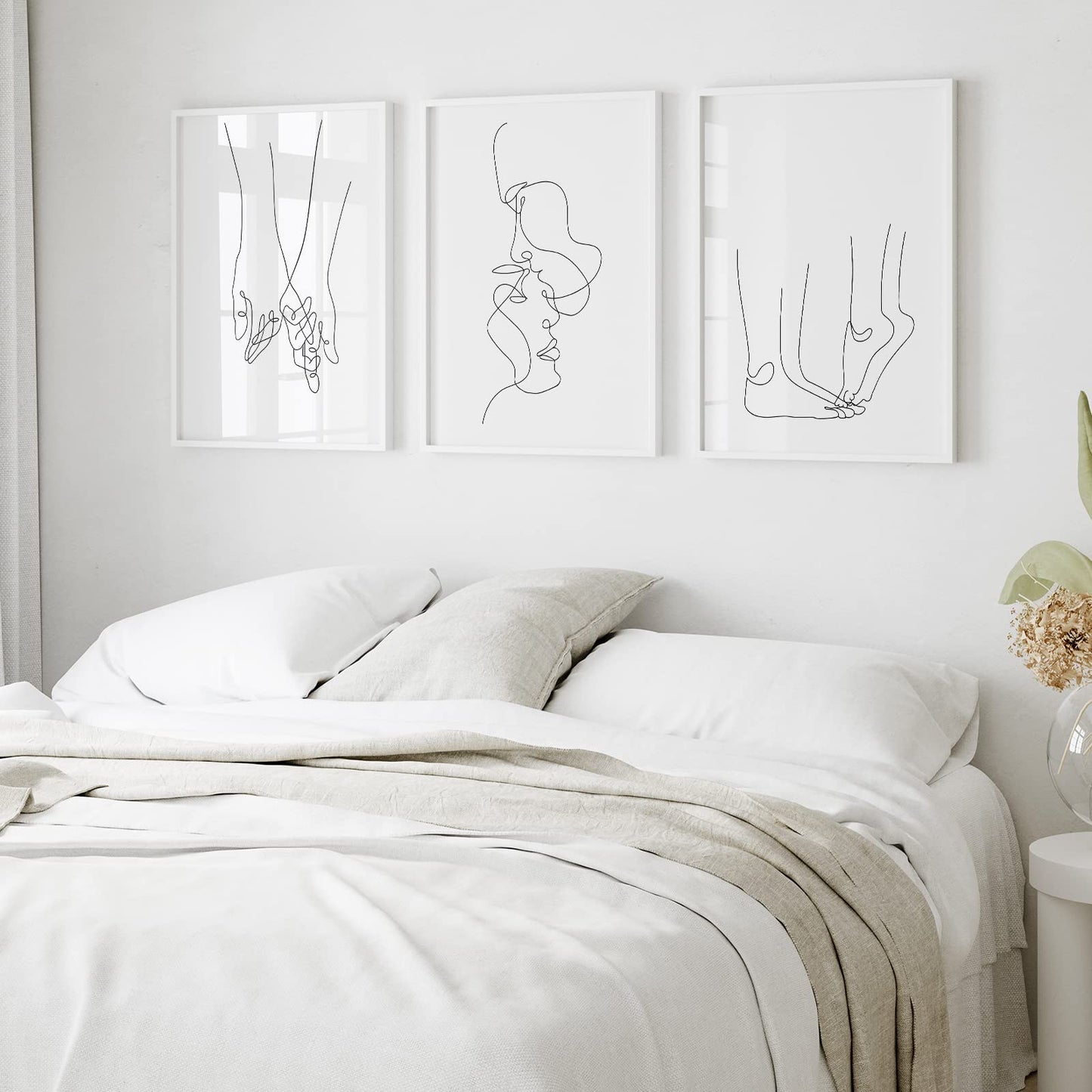 AnyDesign 6Pcs Valentine's Day Couple Line Wall Art Prints 8 x 10in Minimalist Room Decor Kiss Hands Lovers All of Me Loves All of You Poster for Anniversary Couple Gift Home Room Decor (NO FRAME)