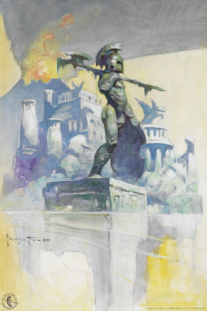 Atlantis by Frank Frazetta Wall Art Gothic Fantasy Decor Frank Frazetta Artwork Scary Art Prints Horror Battle Posters Frazetta Illustration Death Nude War Cool Wall Decor Art Print Poster 12x18