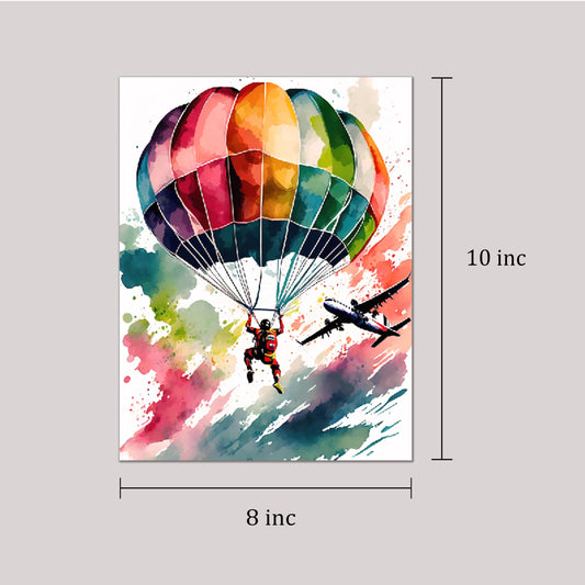 Sky Diving Watercolor Poster Sky Diver Art Extreme Sports Print Parachuting Sports Decor Adrenaline Wall Decor Sky Fly Wall Art Great Gift for Sky Diver 8x10 inc. Unframed Print