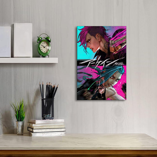 Jinx and Vi Posters Arcane Poster Anime Canvas Prints Wall Art Decor Bedroom Wall Decoration Picture - 8x12 inch Unframed