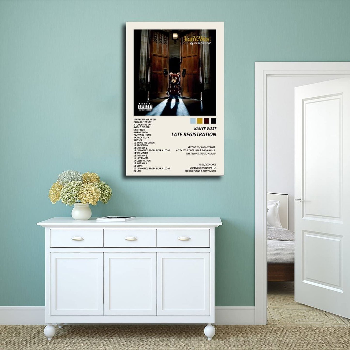 Kanye Poster West Late Registration Music Album Cover Poster Canvas Poster Wall Art Decor Print Picture Paintings for Living Room Bedroom Decoration Unframe:12x18inch(30x45cm)