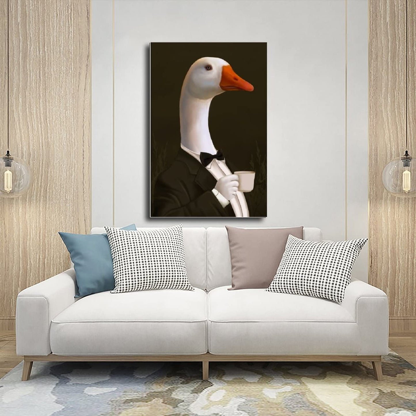 XZHFB-Elegant Gentleman Duck with Coffee-canvas-poster-painting Canvas Poster Wall Art Decor Print Picture Paintings for Living Room Bedroom Decoration Unframe-style 08x12inch(20x30cm)